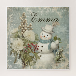 Puzzle Personnalisé Russe Vintage Snowman Noël