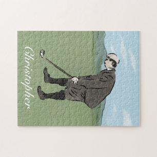 Puzzle Personnalized Vintage style golfer putting