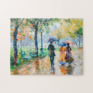 Puzzle Personnes avec des parapluies dans le parc