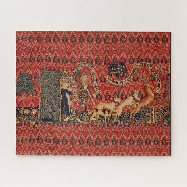 Puzzle PERSONNES SAUVAGES EN CHASSE DE CERF, Animaux, Flo (Horizontal)