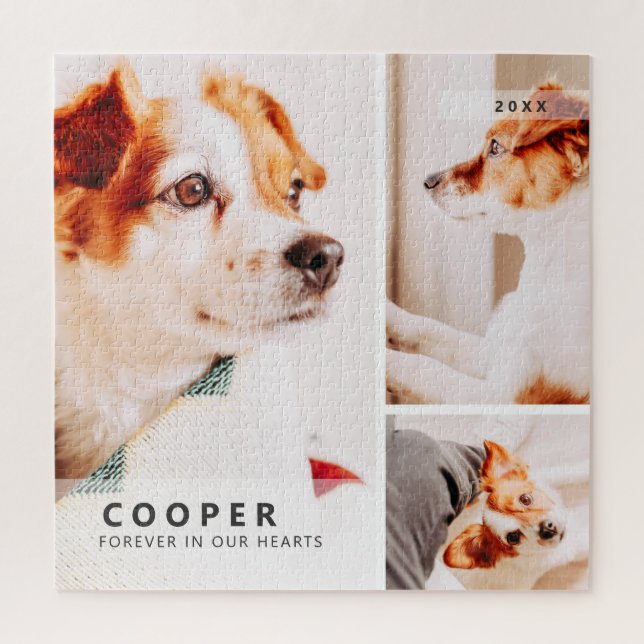 Puzzle Pet Memorial Modern Simple Geometry Photo Collage (Vertical)