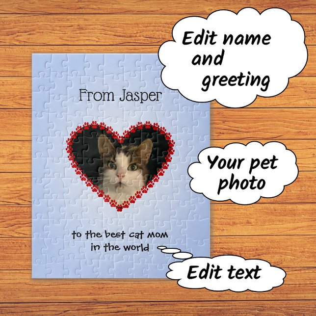 Puzzle Pet photo texte personnalisé bleu (Blue color background)