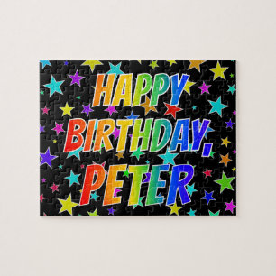 Puzzle "PETER" Prénom, amusant "HEUREUX ANNIVERSAIRE"