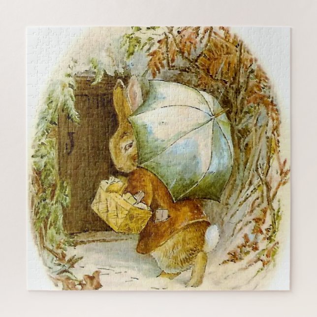 Puzzle "Peter Rabbit avec parapluie d'hiver" par Beatrix  (Vertical)