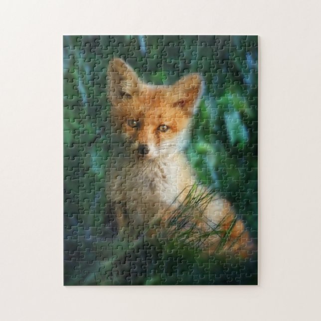 Puzzle Petit bébé Renard rouge en herbe (Vertical)
