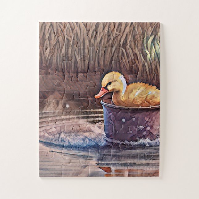 Puzzle Petit Canard Jaune Jouant Dans Le Seau (Vertical)