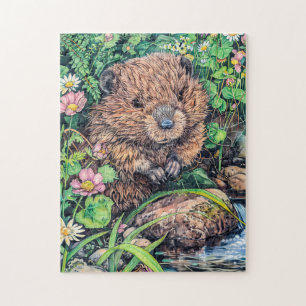 Puzzle Petit castor au bord du ruisseau
