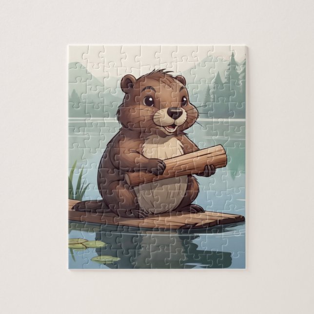 Puzzle Petit castor sur le lac (Vertical)
