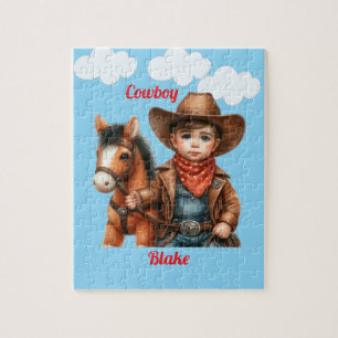 Puzzle Petit cow-boy mignon avec cheval