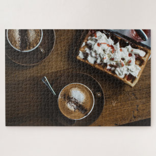 Puzzle Petit déjeuner café et gaufre en Bed