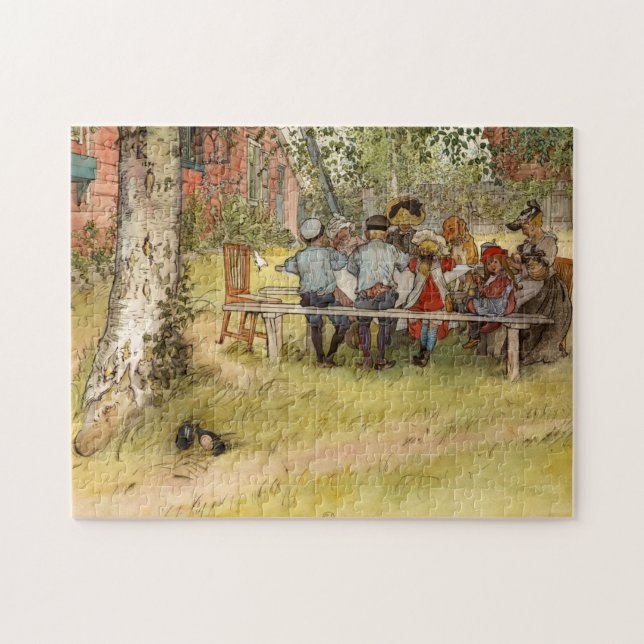 Puzzle Petit déjeuner sous le Big Birch, 1895 par Larsson (Horizontal)