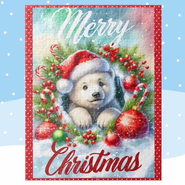 Puzzle Petit Ours Polaire Joyeux Noël Enfant (Créateur téléchargé)