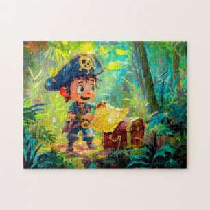 Puzzle Petit pirate avec carte au trésor et coffre