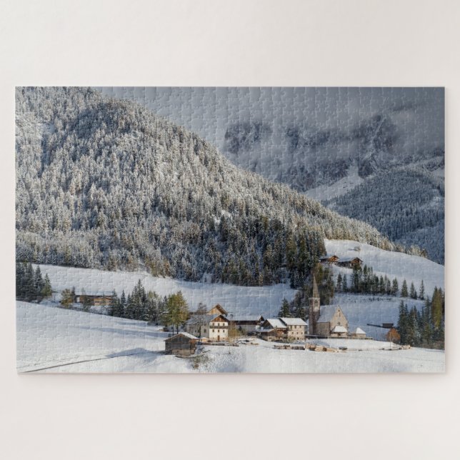 Puzzle Petit village dans la neige dans les Alpes en (Horizontal)