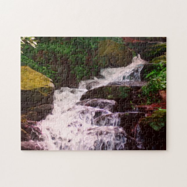 Puzzle Petite cascade boisée Pile photo peinture (Horizontal)