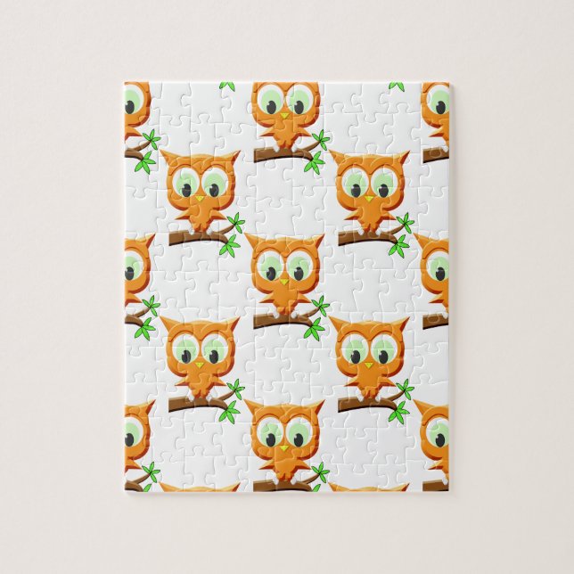 Puzzle Petite Chouette en dessin sur Motif de branche (Vertical)