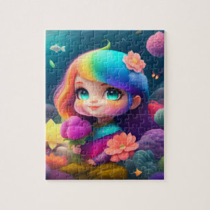 Puzzle Petite fille aux cheveux colorés