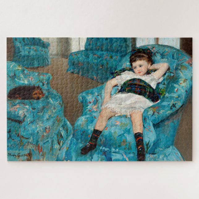 Puzzle Petite fille dans un fauteuil bleu par Mary Cassat (Horizontal)