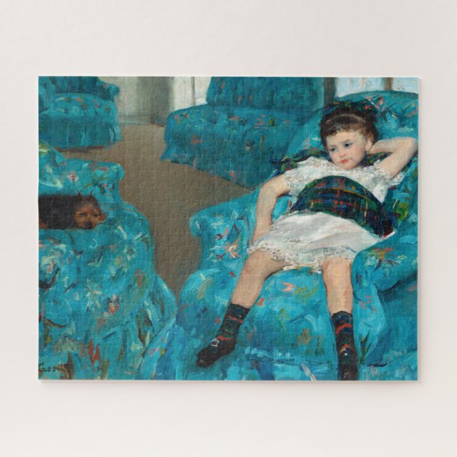 Puzzle Petite fille dans un fauteuil bleu par Mary Cassat (Horizontal)