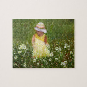 Puzzle Petite fille en champ de fleurs