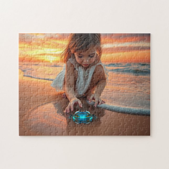 Puzzle Petite fille jouant avec un crabe (Horizontal)