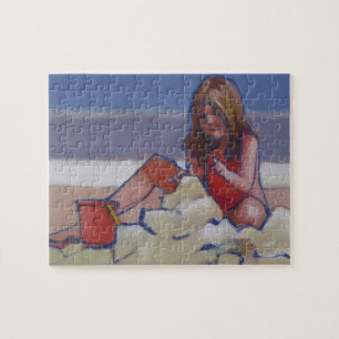 Puzzle Petite fille mignonne jouant dans le sable