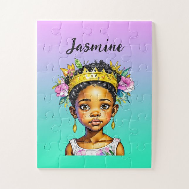 Puzzle Petite fille personnalisée Princesse de couleur (Vertical)