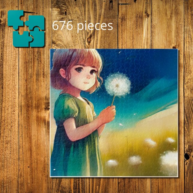 Puzzle petite fille rêveuse dans le champ d'été (Créateur téléchargé)