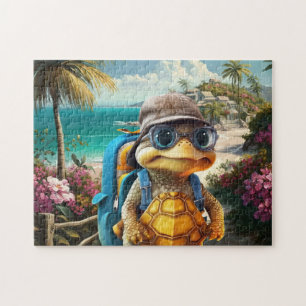 Puzzle Petite Tortue Aventurée avec sac à dos,