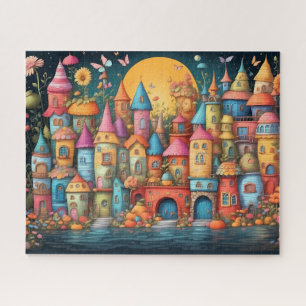 Puzzle petite ville de conte de fée fantastique