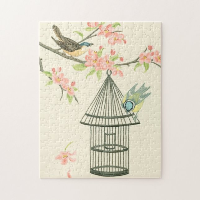 Puzzle Petits oiseaux perchés sur une branche et sur une  (Vertical)