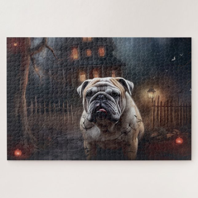 Puzzle Peur d'Halloween Bulldog (Horizontal)
