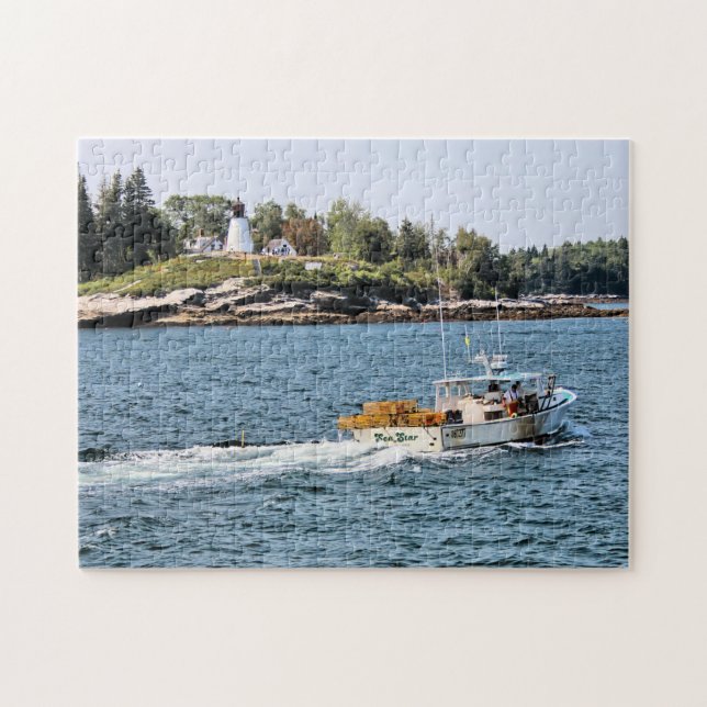 Puzzle Phare brûlé d'île, casse-tête du Maine (Horizontal)
