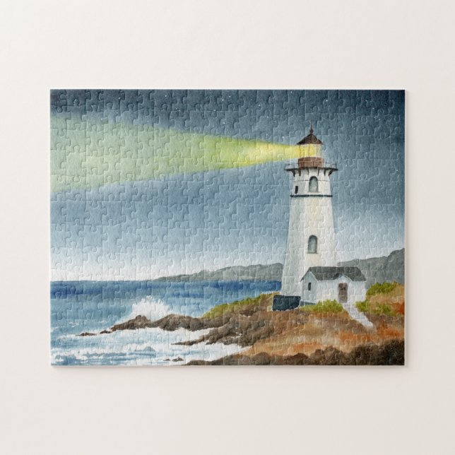 Puzzle Phare côtier avec faisceau lumineux  (Horizontal)