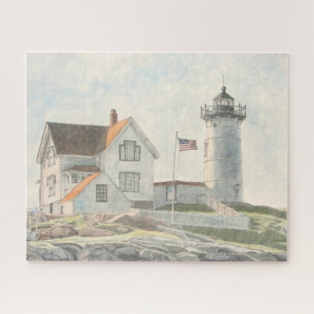 Puzzle Phare de Cape Neddick Aquarelle (Horizontal)