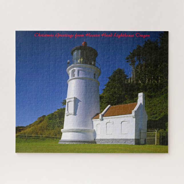 Puzzle Phare de Heceta Head Oregon. voeux de Noël (Horizontal)