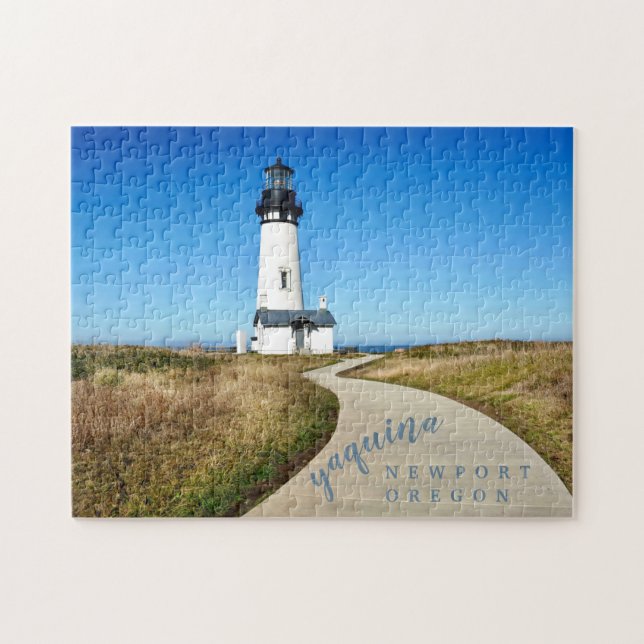 Puzzle Phare de Yaquina Head Script photo personnalisé (Horizontal)