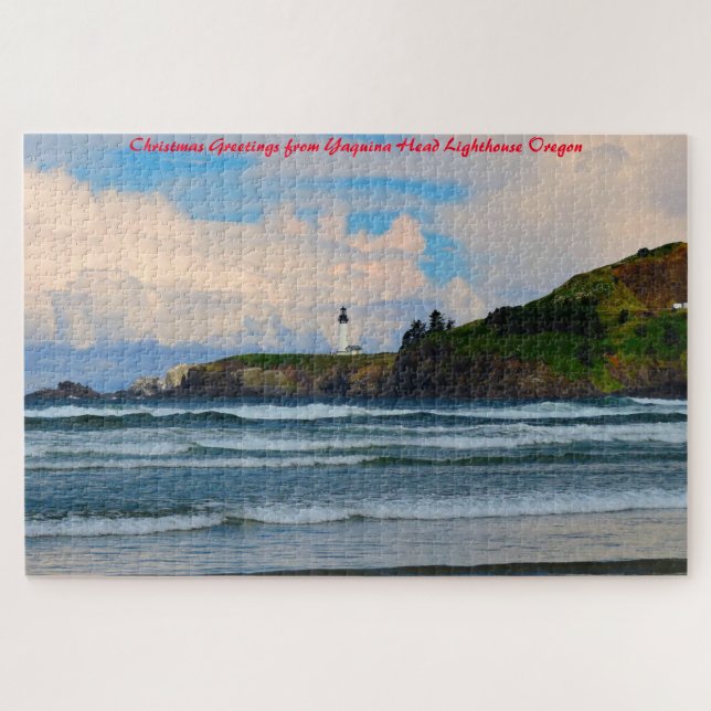 Puzzle Phare de Yaquina Oregon. voeux de Noël (Horizontal)