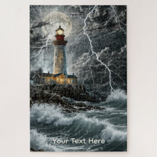Puzzle Phare dramatique sur des rochers escarpés
