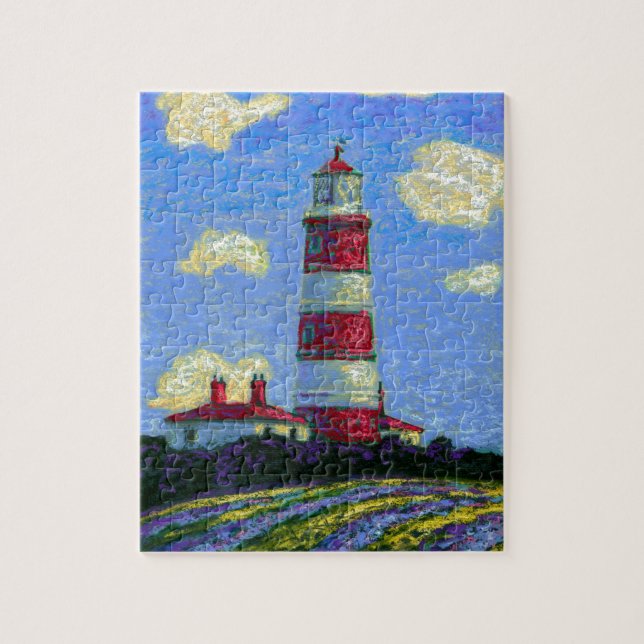 Puzzle Phare Pastel et champs de lavande (Vertical)