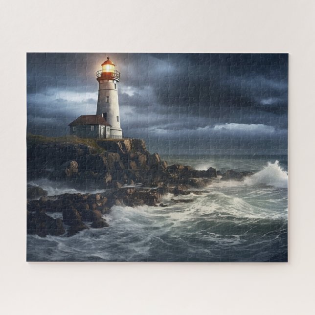 Puzzle Phare Stormy Seas : 16" x 20" Côtier (Horizontal)