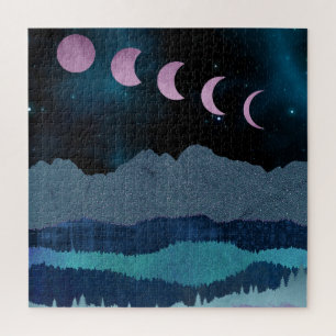 Puzzle Phases de lune rose Paysage
