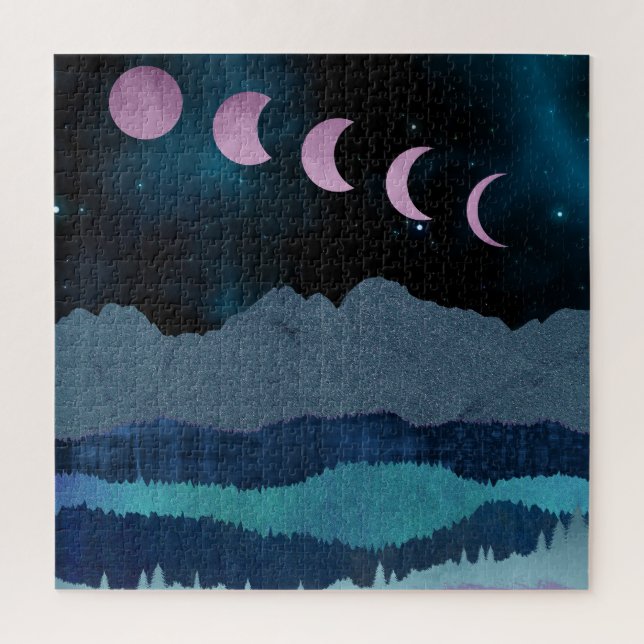 Puzzle Phases de lune rose Paysage (Vertical)