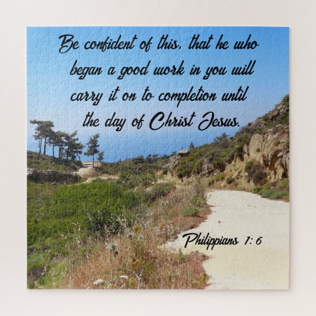 Puzzle Philippiens 1:6 Confiant Bible Verse Paysage (Vertical)