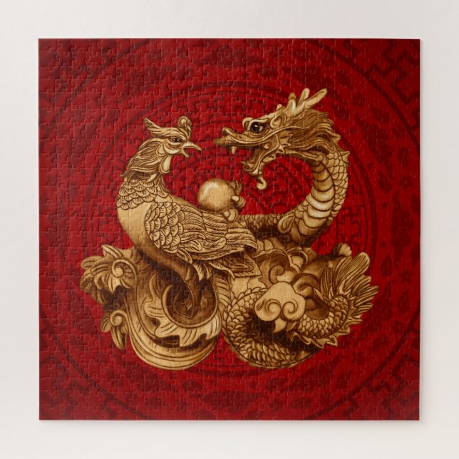 Puzzle Phoenix et Dragon - en rouge (Vertical)