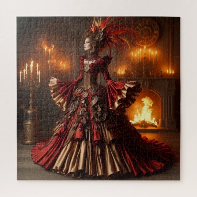 Puzzle Phoenix Fire Queen Steampunk Victorian Industrial (Vertical)
