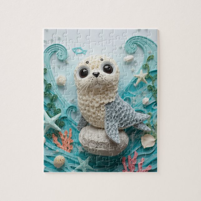 Puzzle Phoque Commun Papier Quilling (Vertical)