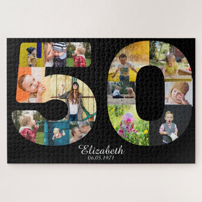 Puzzle Photo 50e Anniversaire moderne Collage Créez votre (Horizontal)