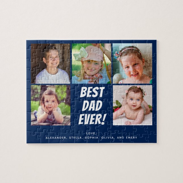 Puzzle Photo Collage Famille Meilleur Père Jamais (Horizontal)