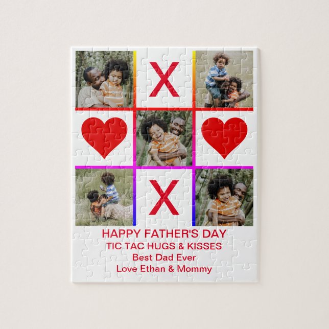 Puzzle Photo Collage Tic Tac Toe Hugs Baisers Pères SM (Vertical)